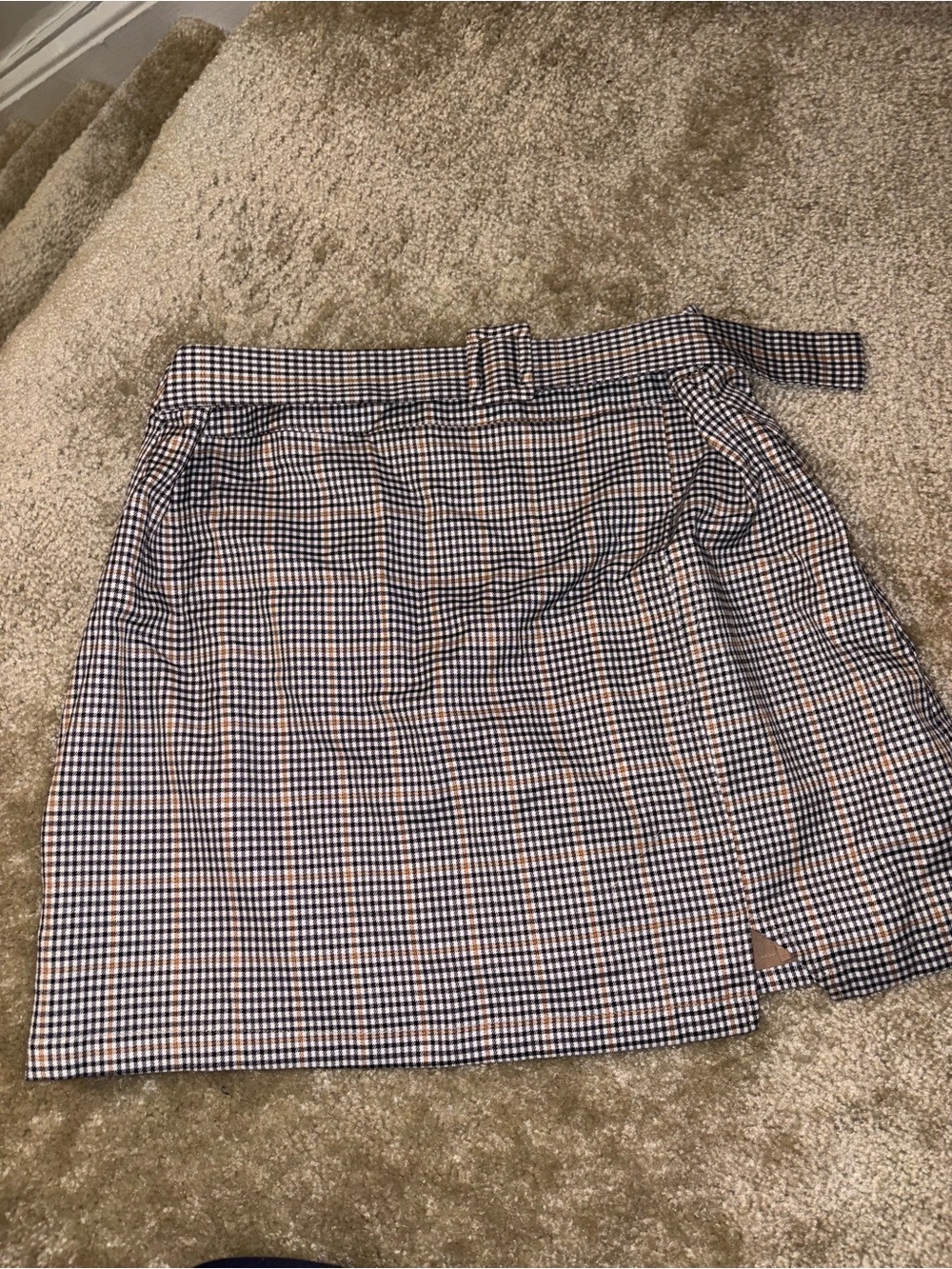 Plaid Mini Skirt with Belt